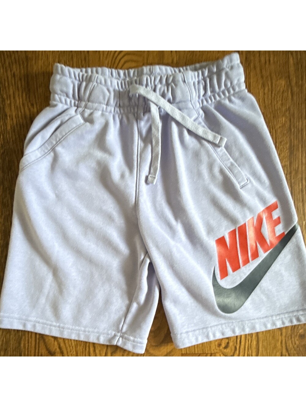 Nike Purple Jogger Shorts Youth M Cotton Blend Pockets Tapered Drawstring Logo